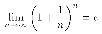 [lim_n->infinity;_(1+(1/n))^n = e]