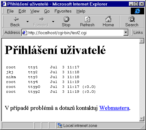 Výstup CGI-skriptu test2.cgi