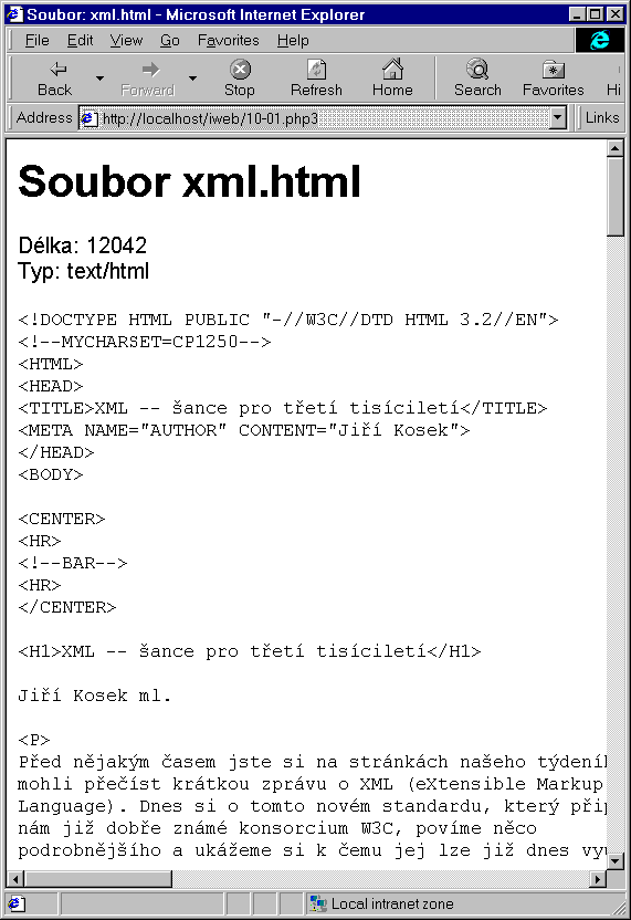 Skript pro zobrazování HTML stránek