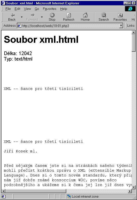 Skript pro zobrazování HTML stránek