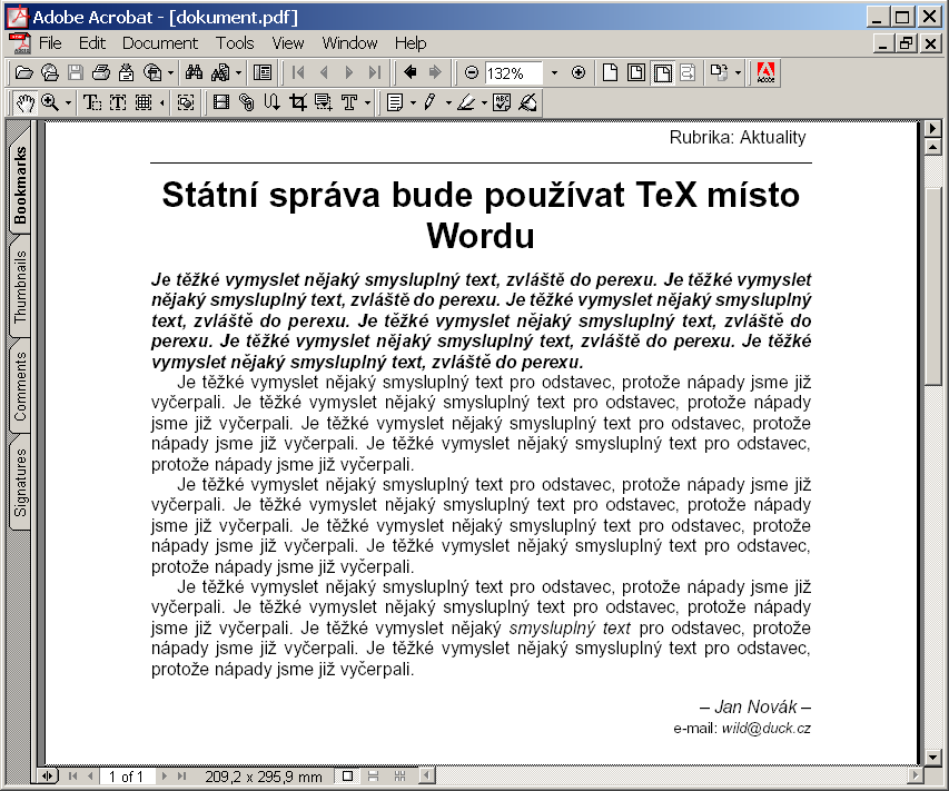 Výsledek převodu do PDF pomocí JadeTeXu